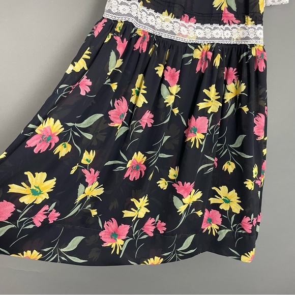 Handmade Muumuu Dress Sheer Black Floral Puffed Sleeve‎ Dropped Waist Lace Midi - Picture 6 of 10